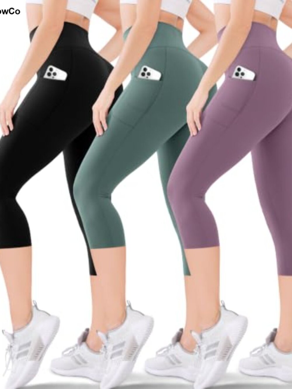 High Waisted Capri Leggings with Pockets Buttery Soft Tummy Control Workout